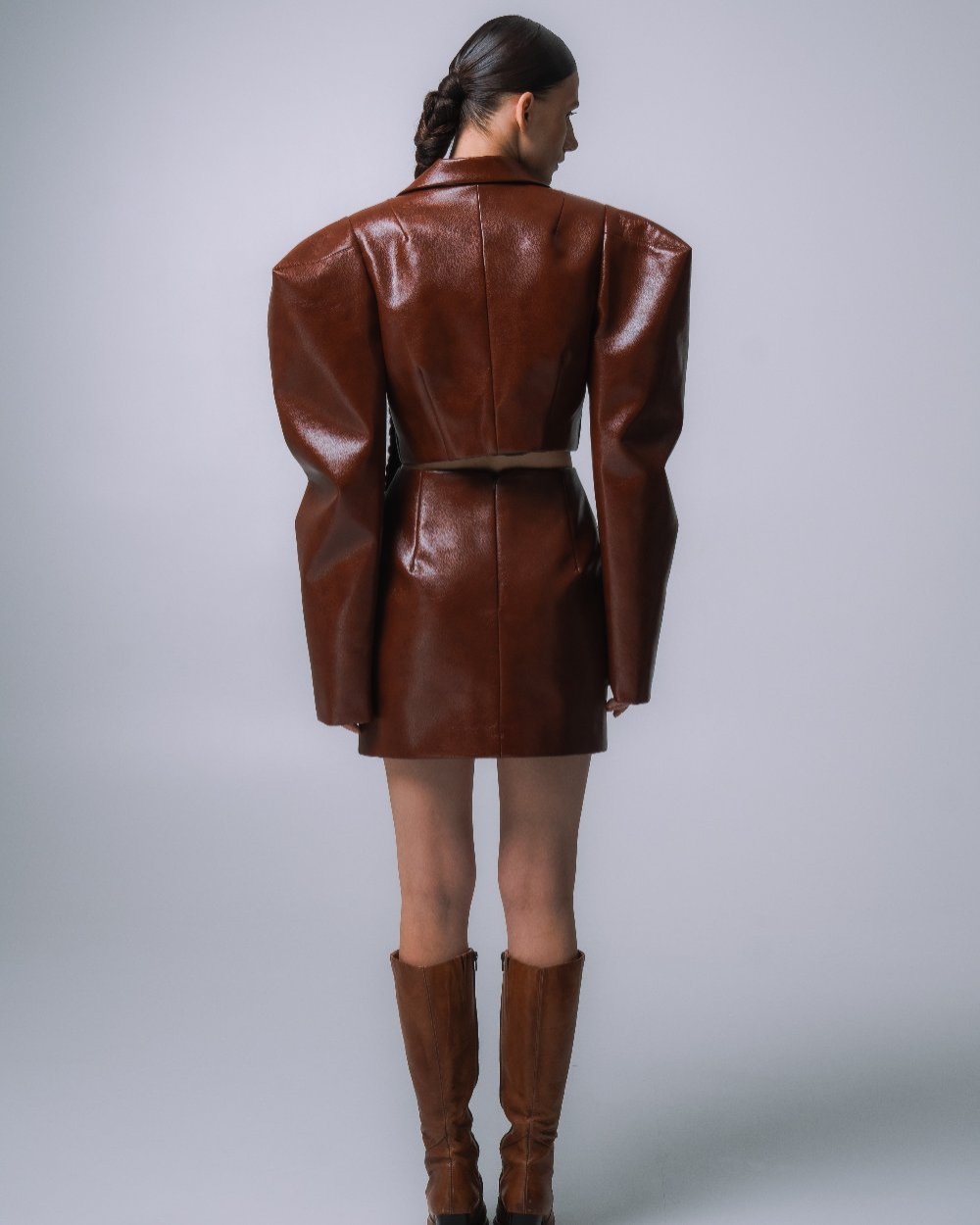 CHESTNUT JACKET WITH CUBIC SLEEVES