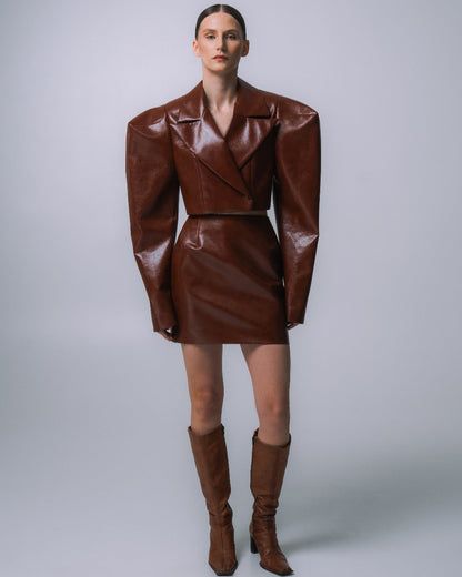 CHESTNUT JACKET WITH CUBIC SLEEVES